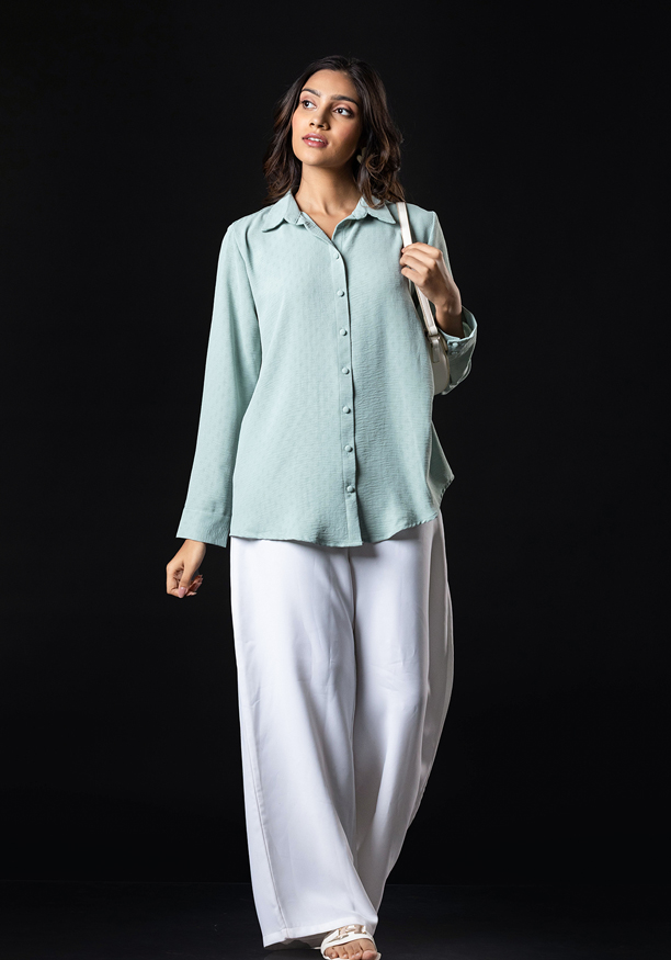 LISA LONG SLEEVE GREEN BLOUSE